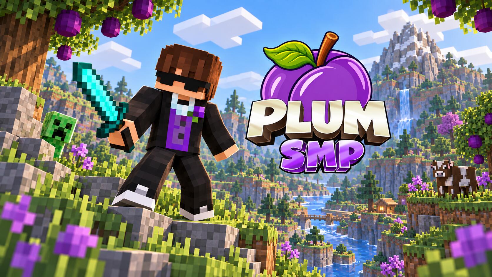 Discovery splash banner for PlumSMP Discord server
