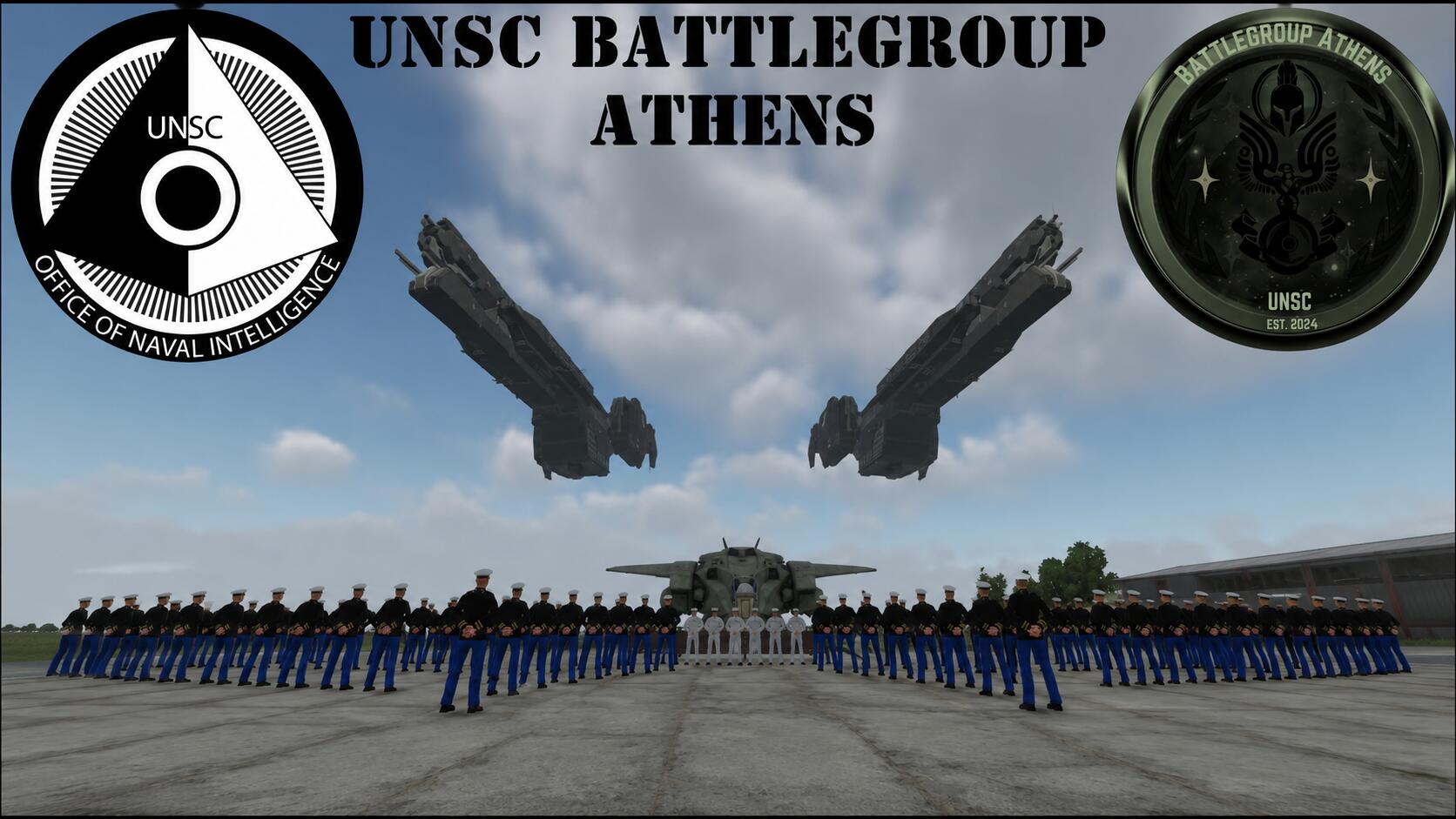Discovery splash banner for UNSC Battlegroup Athens - Public Hub Discord server