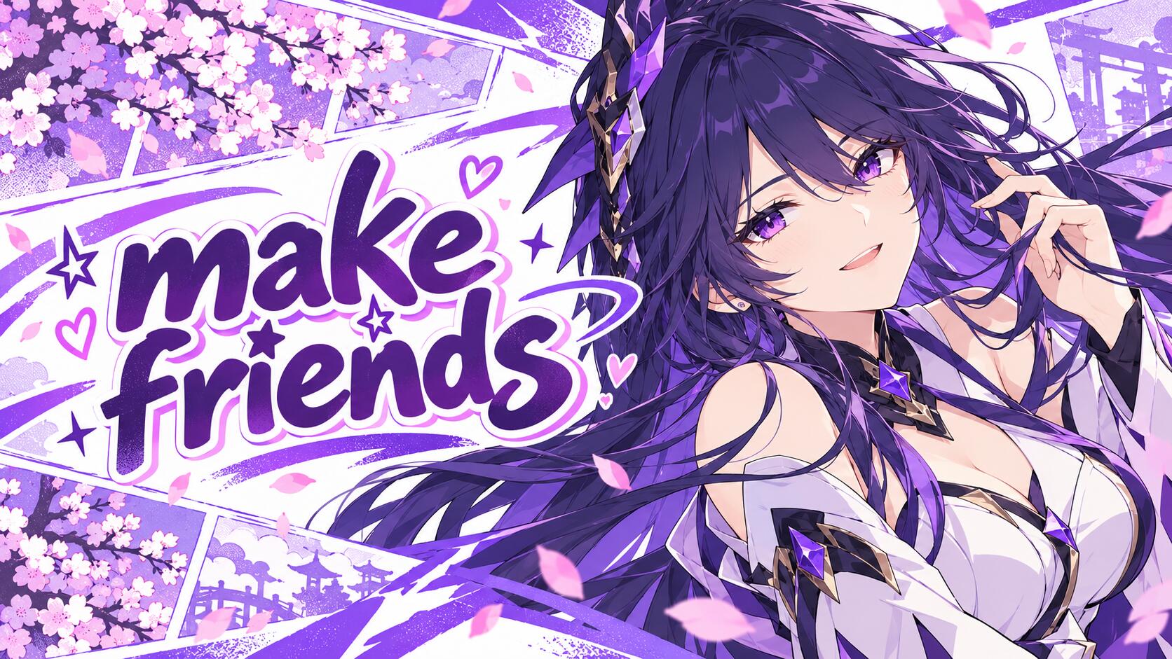 Discovery splash banner for Make Friends | Active Chat ✩ Egirls ✩ Nitro Giveaways ✩ Guilds Tags ✩ Vcs ✩ SFW Discord server