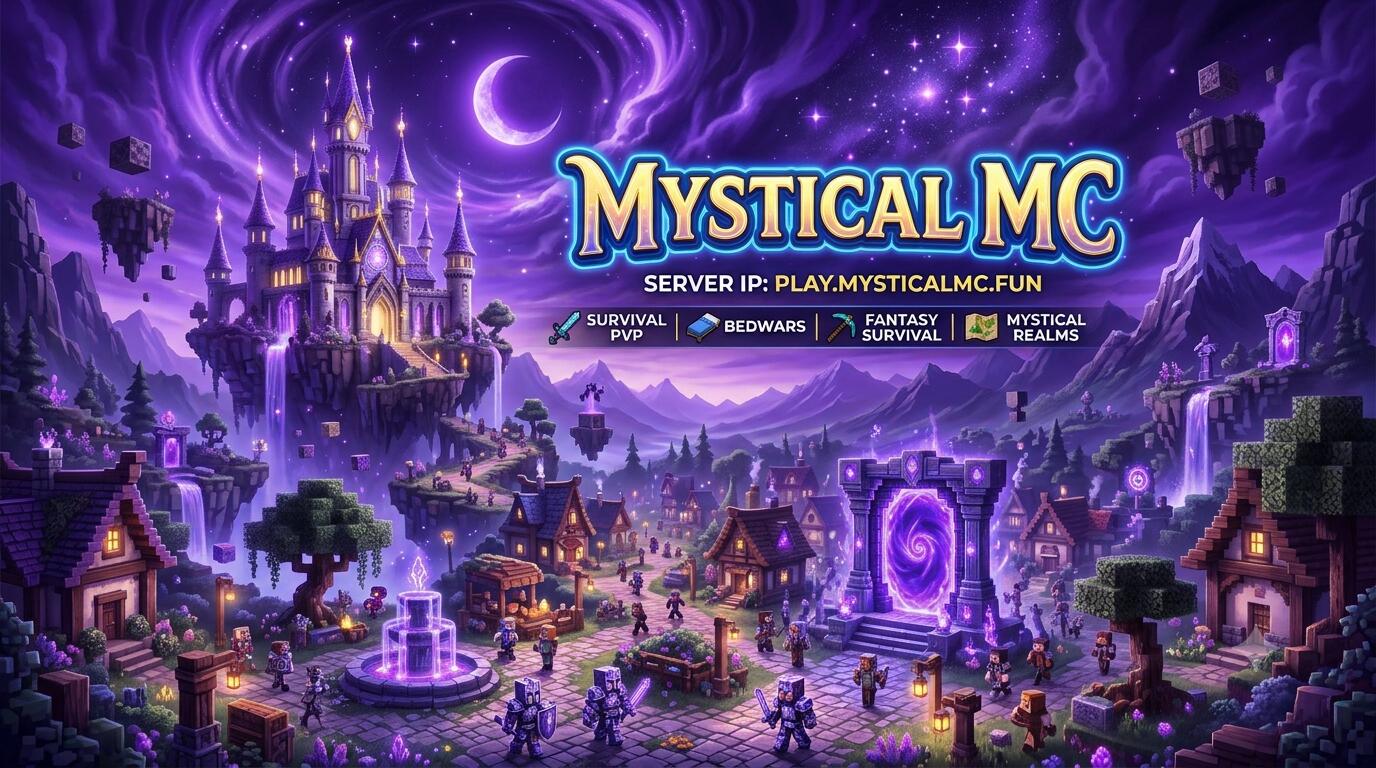 Discovery splash banner for Mystical MC Discord server