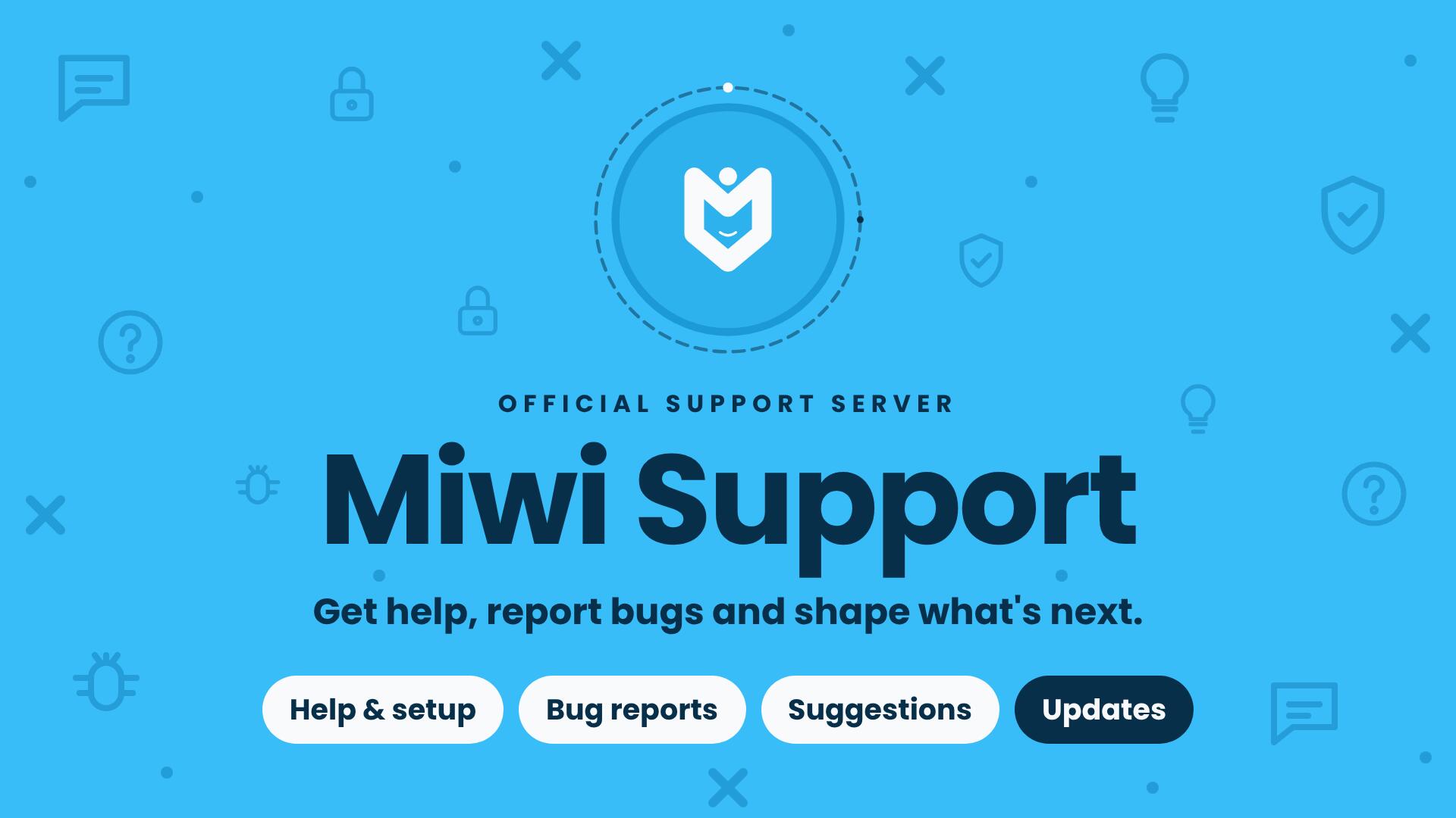 Discovery splash banner for Miwi - Support Discord server