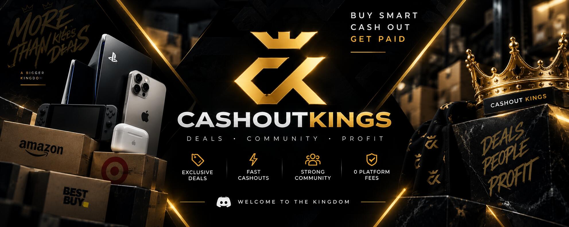 Discovery splash banner for The Cashout Kings Discord server